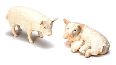 Dollhouse Miniature Pig/Set Of 2